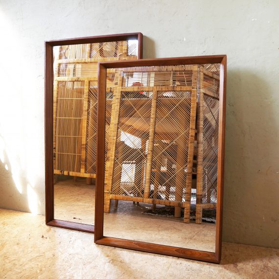 2 Teak Spiegels Deens design - 72x39cm en 63x43cm - sold