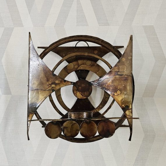 Henrik Horst Wandkandelaar Deens design - Danish Brutalist Wall Sculpture / Candle Holder - 30x30x13cm - sold